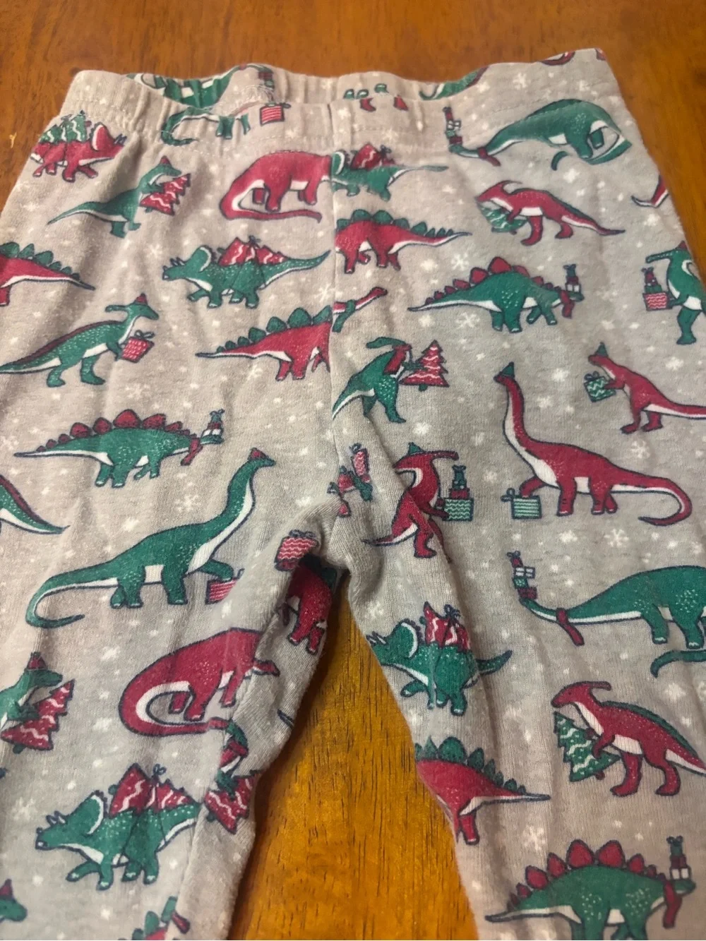 The Children's Place Grey Pajama Set with Green & Red Dinosaur Print